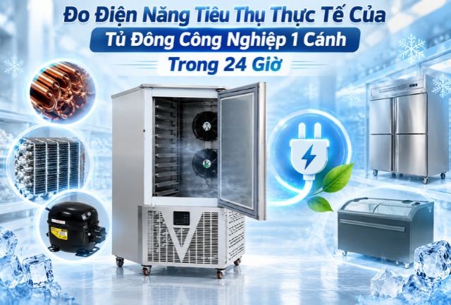 Đo Điện Năng Tiêu Thụ Thực Tế Của Tủ Đông Công Nghiệp 1 Cánh Trong 24 Giờ