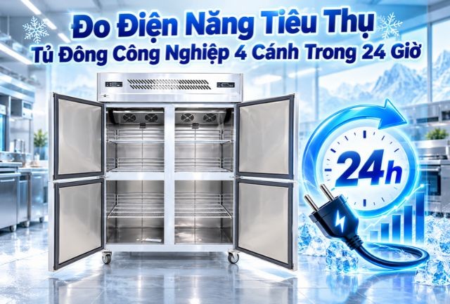 Đo Điện Năng Tiêu Thụ Tủ Đông Công Nghiệp 4 Cánh Trong 24 Giờ