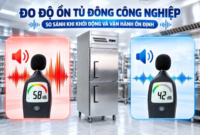 Đo Độ Ồn Tủ Đông Công Nghiệp: So Sánh Khi Khởi Động Và Vận Hành Ổn Định