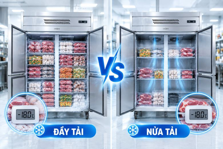 So sánh khả năng làm lạnh khi tủ đông công nghiệp đầy tải và nửa tải 