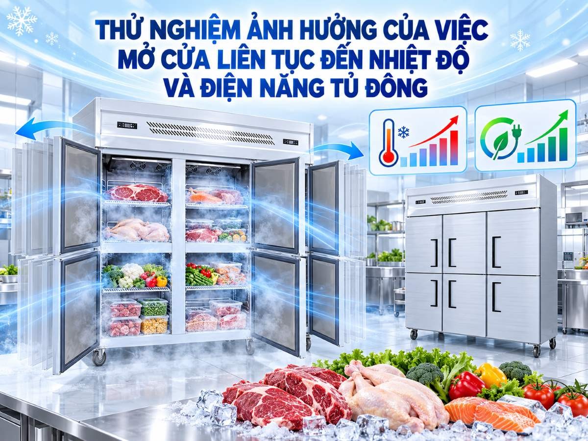 Thử Nghiệm Ảnh Hưởng Của Việc Mở Cửa Liên Tục Đến Nhiệt Độ Và Điện Năng Tủ Đông