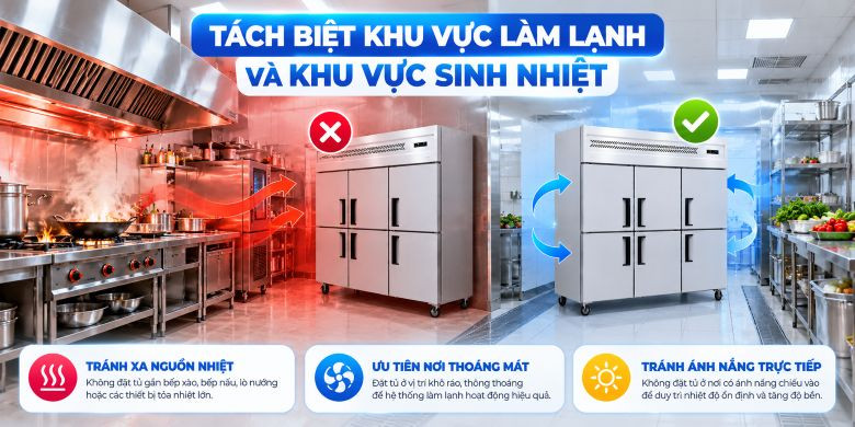 Tách biệt khu vực làm lạnh với khu vực sinh nhiệt