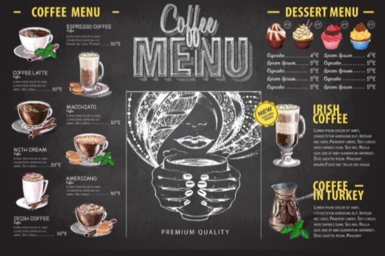 Menu quán cà phê