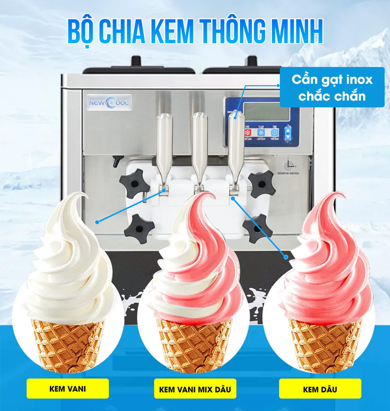 3 đầu lấy kem linh hoạt, tiện lợi