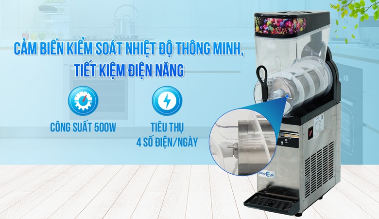 Máy làm kem siro tuyết NC-X150 vận hành cả ngày chỉ tiêu thụ hết 4 số điện