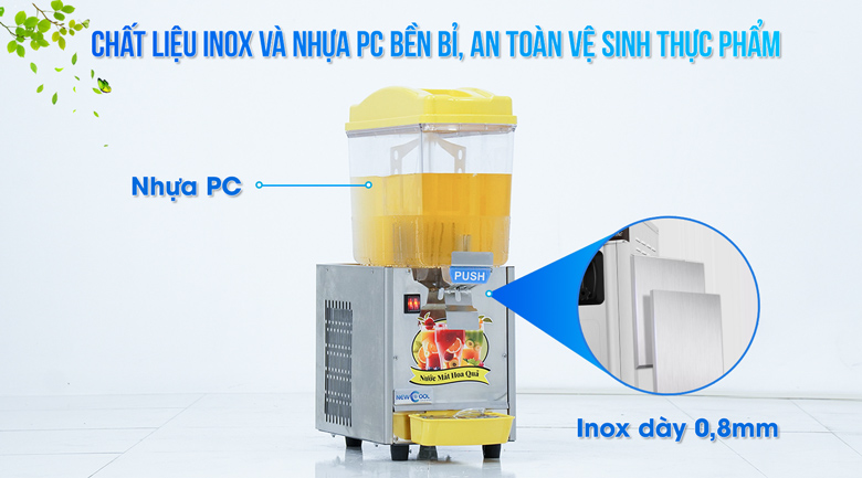 Chất liệu inox và nhựa PC bền bỉ