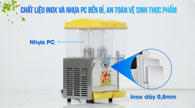 Chất liệu cao cấp, bền bỉ, đảm bảo an toàn vệ sinh thực phẩm