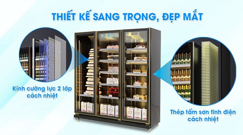 Thiết kế dạng đứng sang trọng, có cửa kính nét quan sát bên trong dễ dàng Thiết kế dạng đứng sang trọng, có cửa kính nét quan sát bên trong dễ dàng
