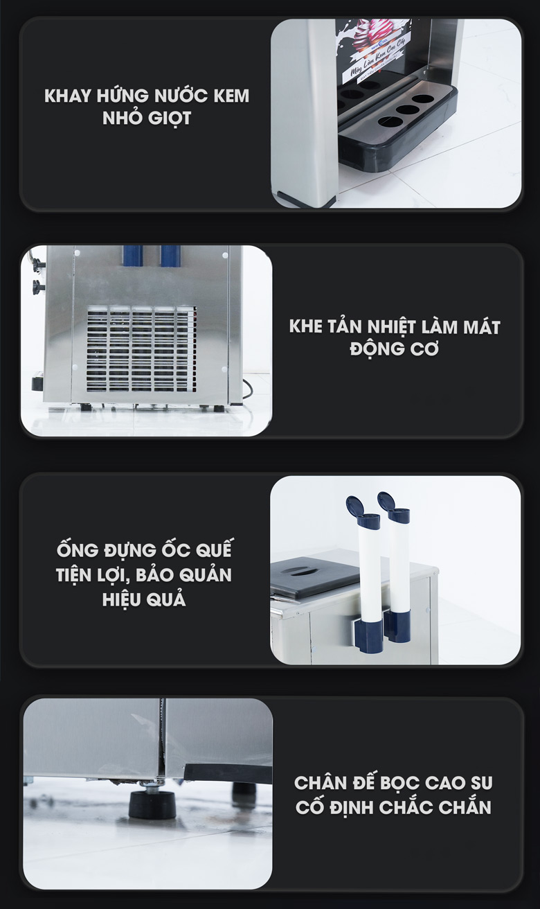 Các chi tiết khác của máy làm kem tươi NEWCOOL BQL-818T