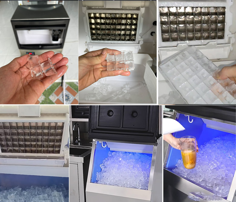Hình ảnh thành phẩm sử dụng thực tế máy làm đá viên NEWCOOL