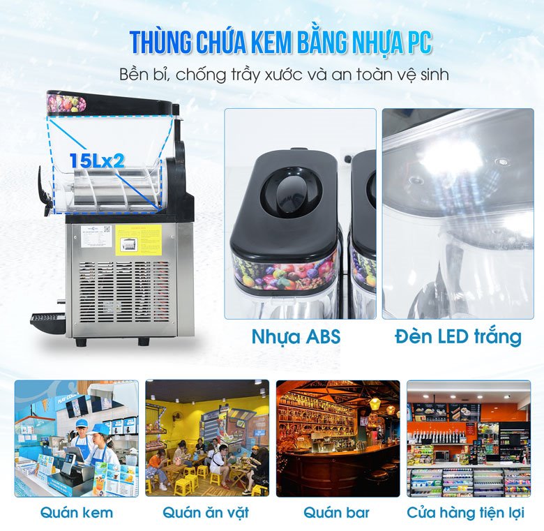 Thùng chứa kem bằng nhựa PC, trên nắp có đèn LED trắng Thùng chứa kem bằng nhựa PC, trên nắp có đèn LED trắng