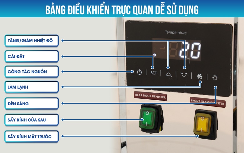 Bảng điều khiển tủ trưng bày bánh kem 3 tầng 1m5 QA750A
