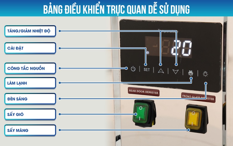 Bảng điều khiển tủ trưng bày bánh kem 3 tầng 1m8 M780A