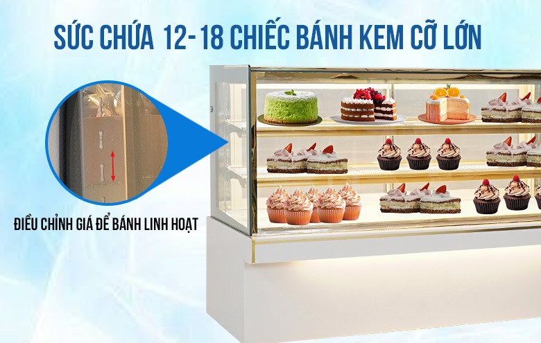 Chứa được 12-18 chiếc bánh kem cỡ lớn