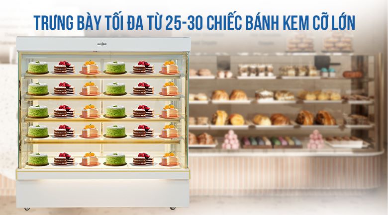 Trưng bày tối đa từ 25-30 chiếc bánh kem cỡ lớn