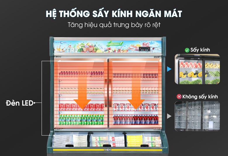 Hệ thống sấy kính ngăn mát, kết hợp đèn LED chiếu sáng Hệ thống sấy kính ngăn mát, kết hợp đèn LED chiếu sáng