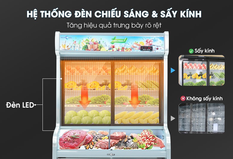 Hệ thống đèn LED và sấy khô kính