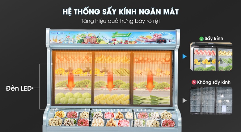 Hệ thống sấy kính ngăn mát, kết hợp đèn LED chiếu sáng Hệ thống sấy kính ngăn mát, kết hợp đèn LED chiếu sáng