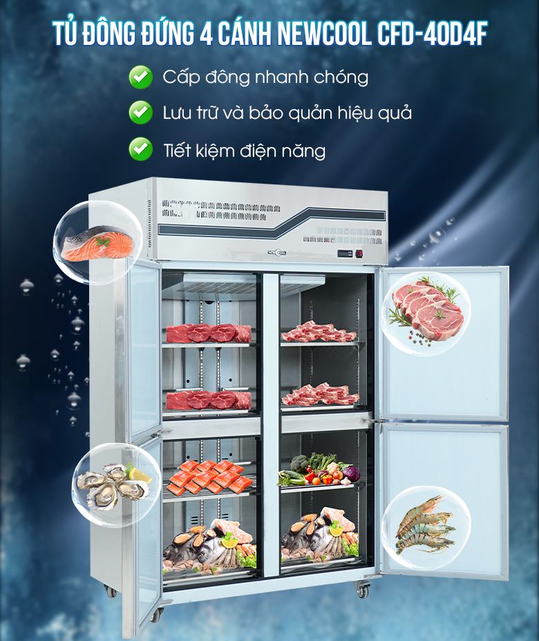 Tủ đông đứng 4 cánh NEWCOOL CFD-40D4F
