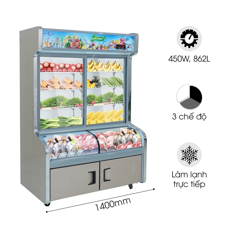 Tủ Lạnh Siêu Thị 3 Chế Độ 1M4 HY-1400W (Mát, Đông Mềm, Đông Lạnh)