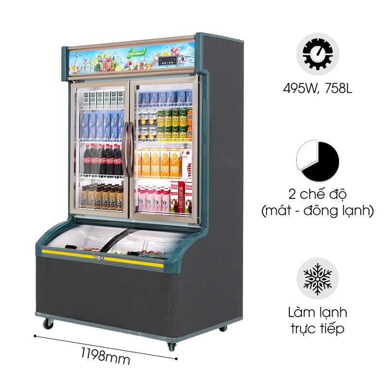 Tủ Lạnh Siêu Thị 2 Chế Độ 1m2 LCD-1198 (Mát, Đông Lạnh)