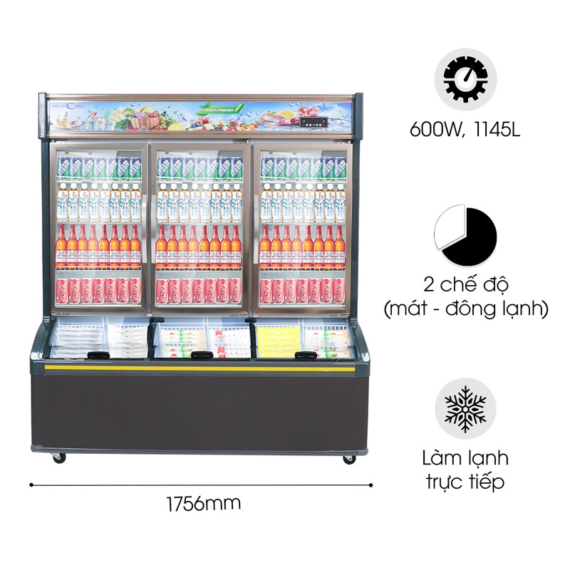 Tủ Lạnh Siêu Thị 2 Chế Độ 1m8 LCD-1756 (Mát, Đông Lạnh)