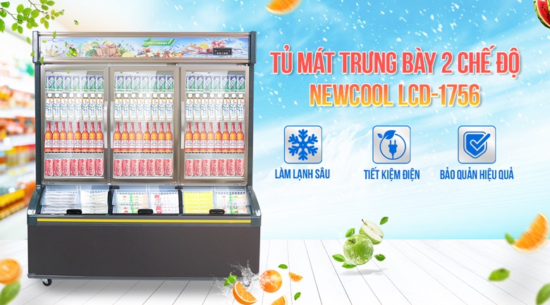 Tủ lạnh siêu thị 2 chế độ 1m8 LCD-1756 (mát, đông lạnh) Tủ lạnh siêu thị 2 chế độ 1m8 LCD-1756 (mát, đông lạnh)