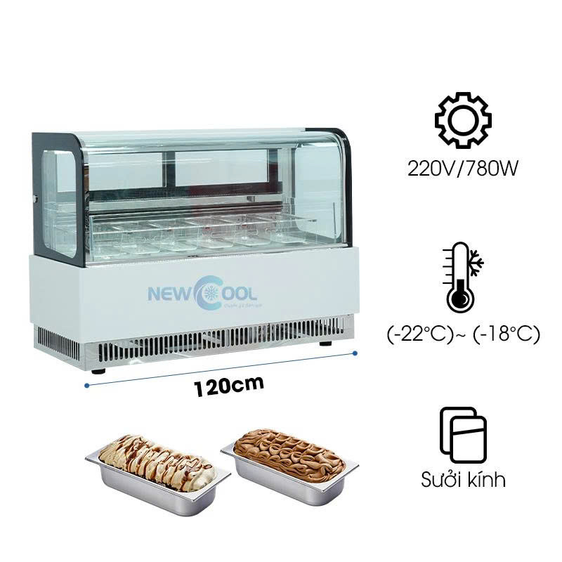Tủ bảo quản kem 1m2 F-QR540V kính vuông (màu trắng)
