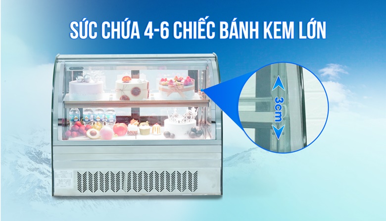 Tủ 2 tầng 90cm chứa được 4-6 chiếc bánh kem cỡ lớn Tủ 2 tầng 90cm chứa được 4-6 chiếc bánh kem cỡ lớn