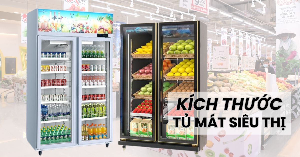 Tổng Hợp Các Kích Thước Tủ Mát Siêu Thị Cánh Kính Thông Dụng