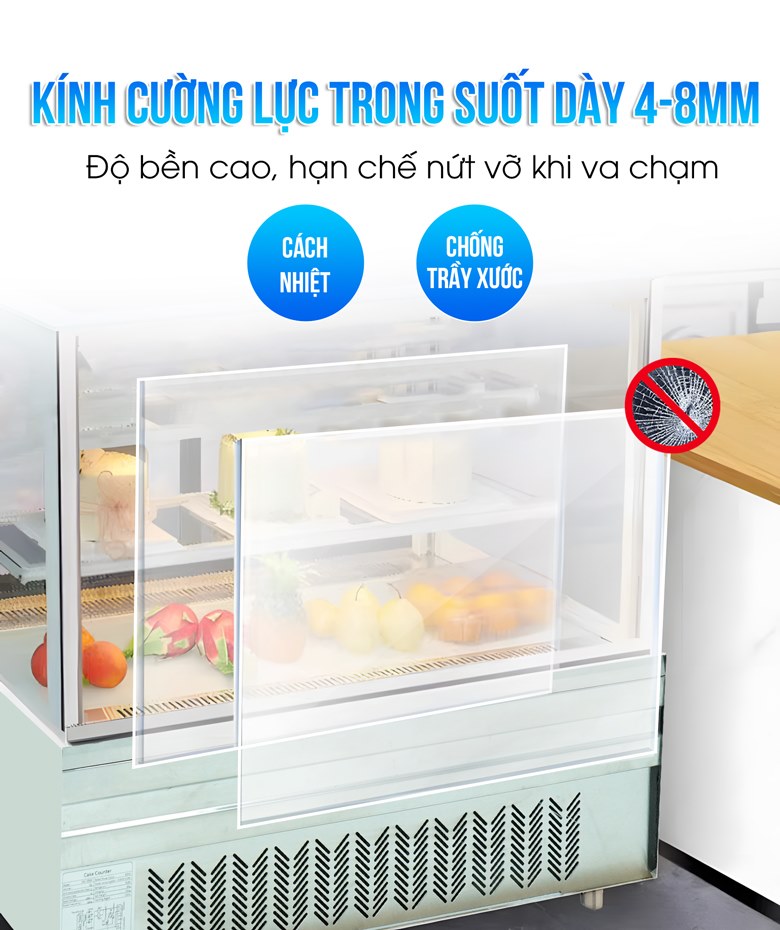 Kính cường lực trong suốt, dày dặn, dễ dàng quan sát bánh bên trong Kính cường lực trong suốt, dày dặn, dễ dàng quan sát bánh bên trong