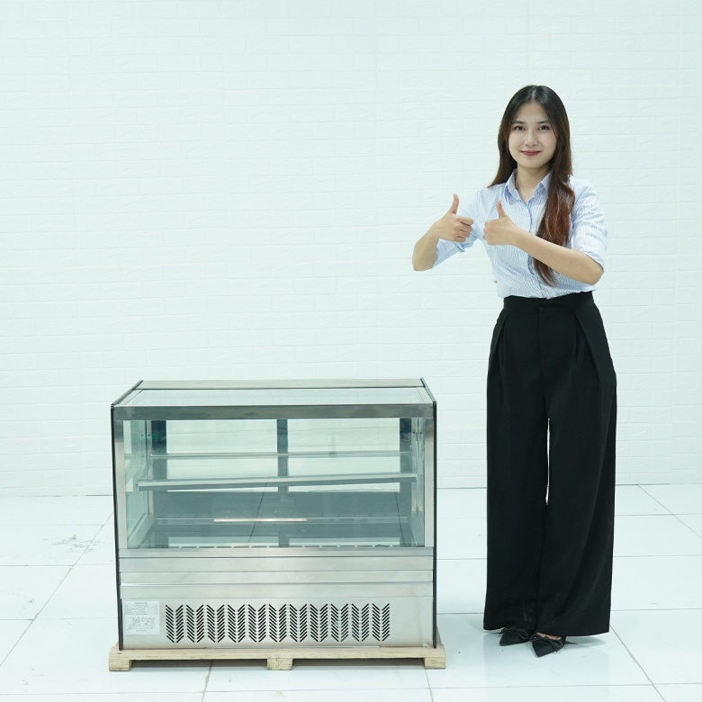 Tủ Trưng Bày Bánh Kem 2 Tầng 90cm Kính Vuông Để Bàn DG-TZ900 - 0