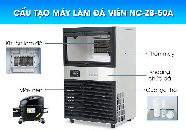 Cấu tạo máy làm đá viên 