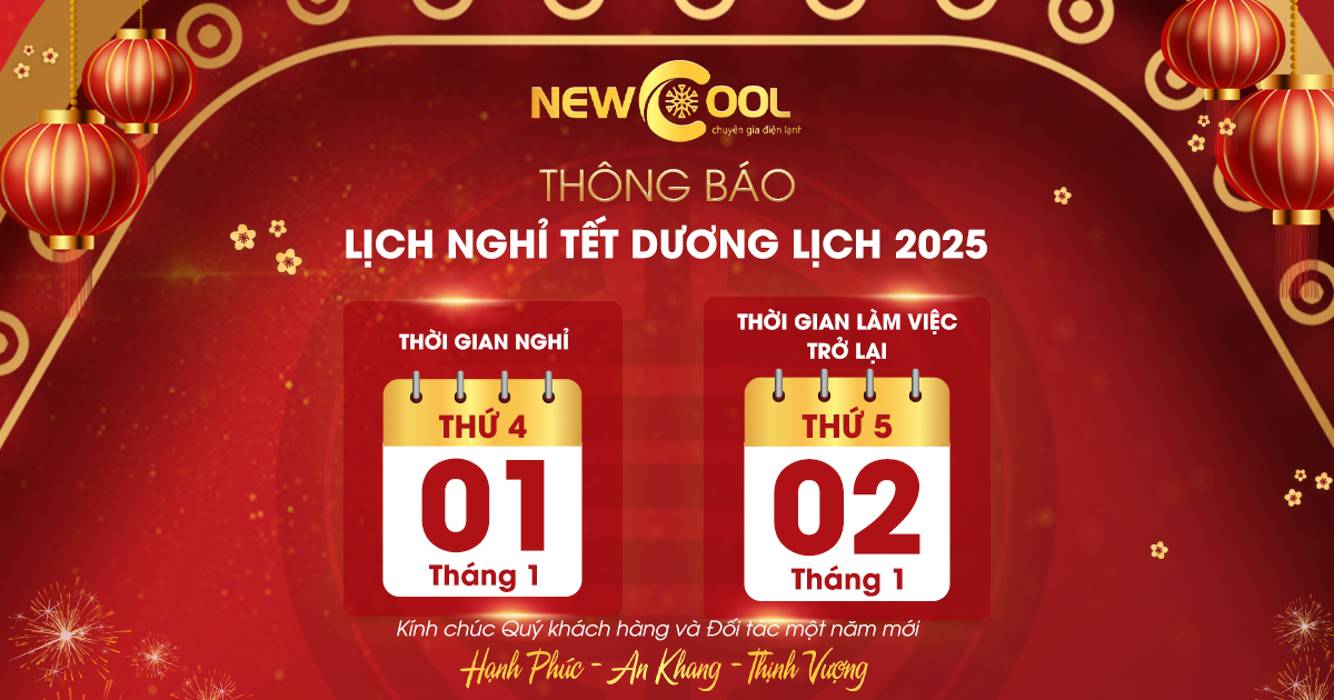 NEWCOOL thông báo nghỉ Tết dương lịch 2025