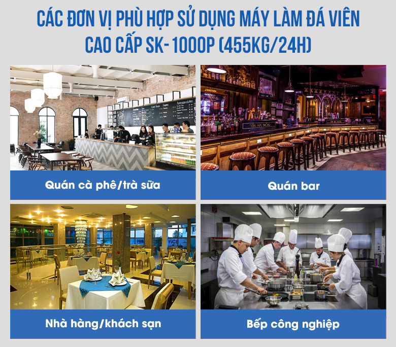 Các đơn vị phù hợp sử dụng máy làm đá SK-1000P Các đơn vị phù hợp sử dụng máy làm đá SK-1000P