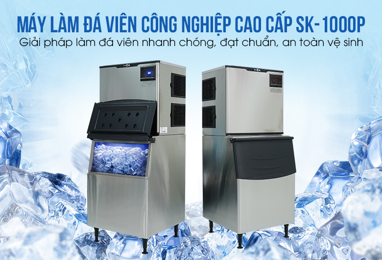 Máy làm đá viên công nghiệp cao cấp SK-1000P - Giải pháp làm đá viên nhanh chóng, an toàn vệ sinh Máy làm đá viên công nghiệp cao cấp SK-1000P - Giải pháp làm đá viên nhanh chóng, an toàn vệ sinh