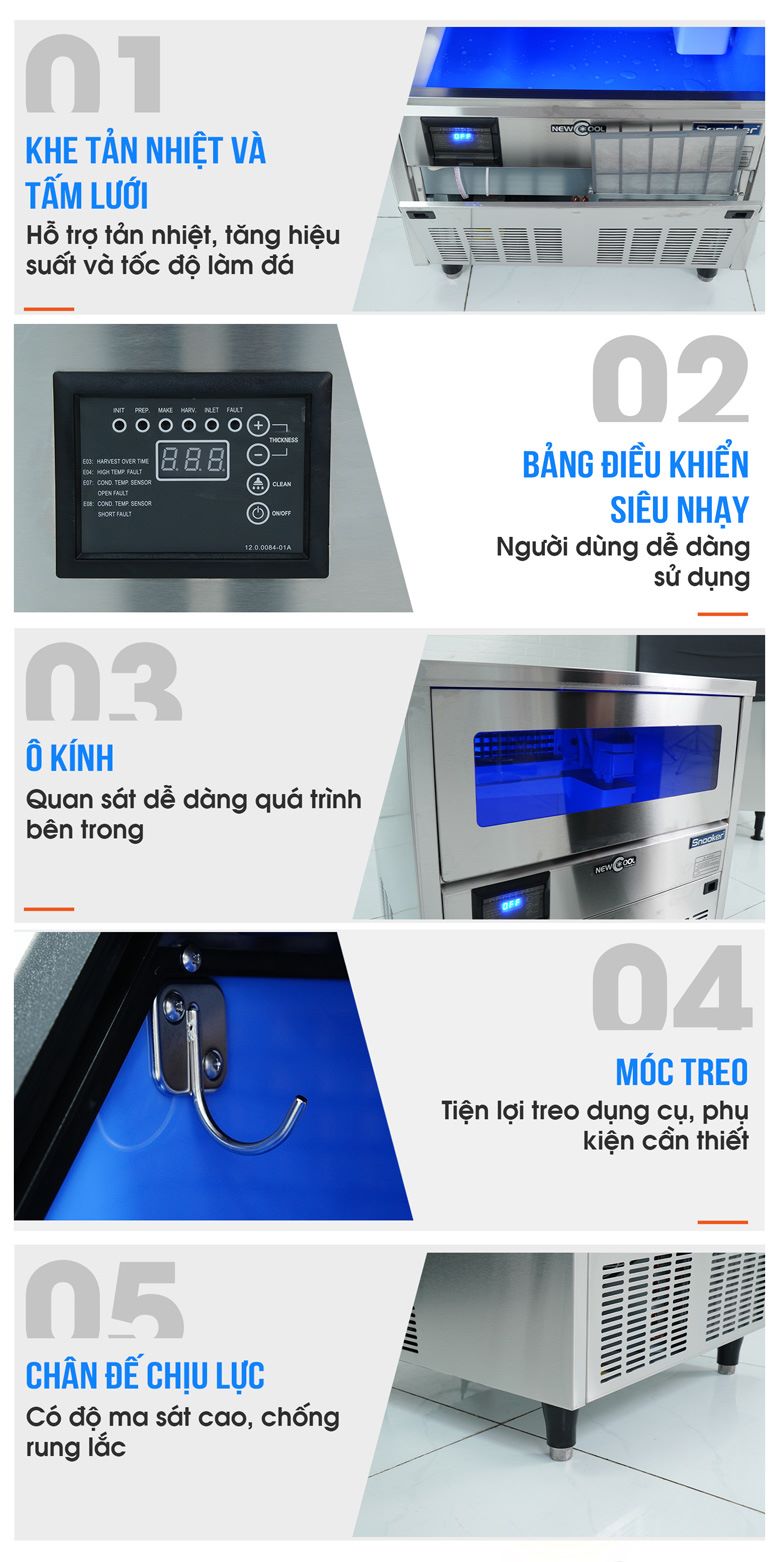 Một số chi tiết khác của máy làm đá viên cao cấp SK-101B
