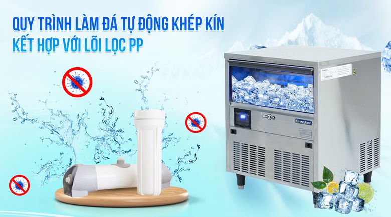 Quy trình làm đá tự động khép kín kết hợp với lõi lọc PP