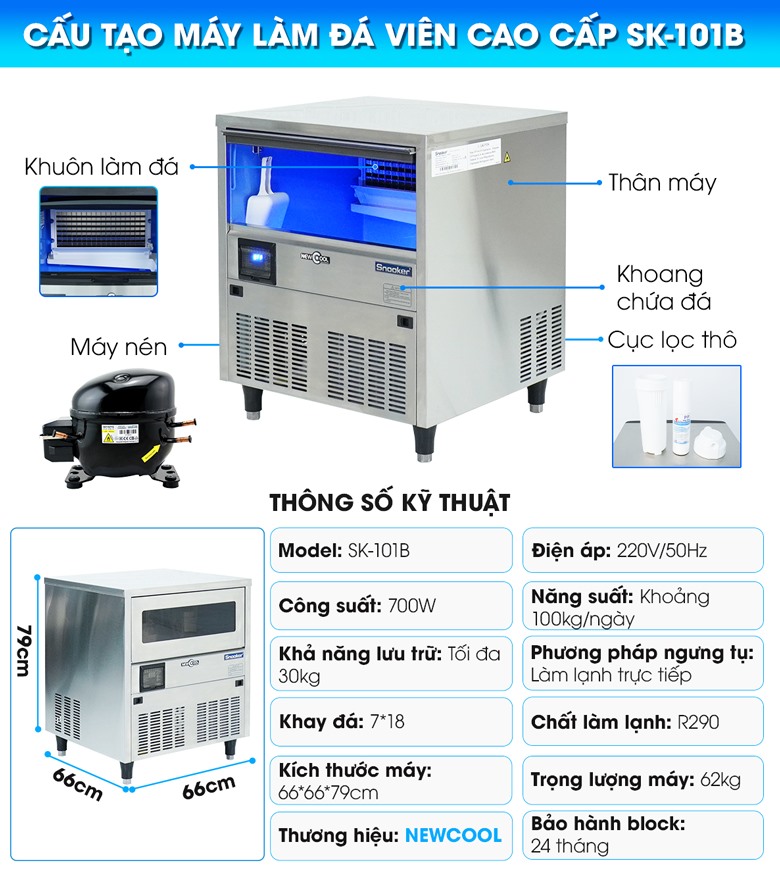Cấu tạo máy làm đá viên cao cấp SK-101B