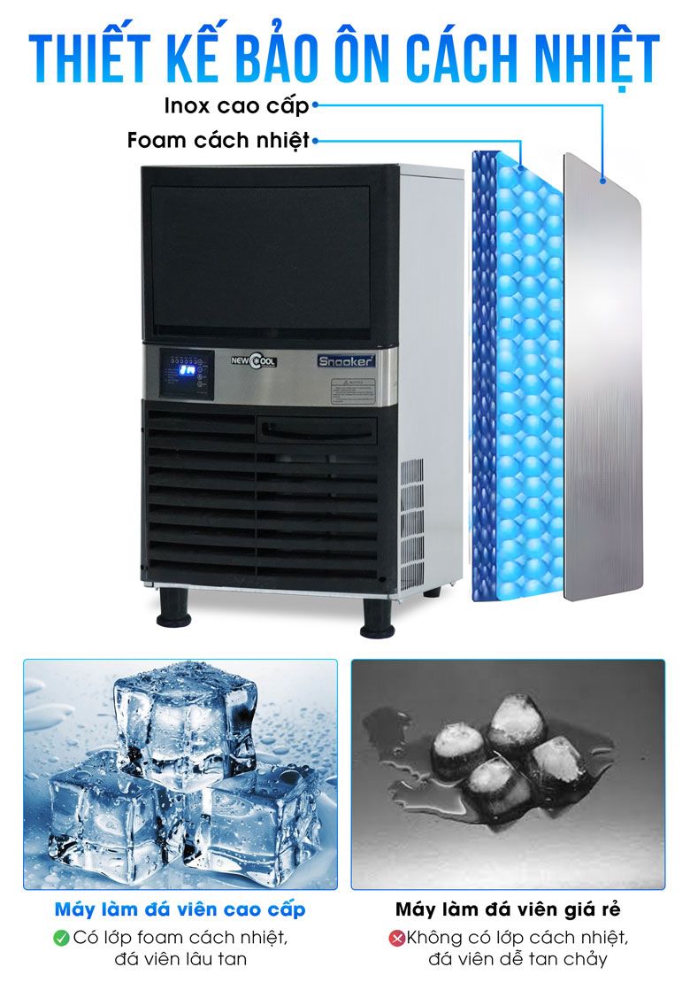 Thiết kế bảo ôn cách nhiệt giúp đá viên lâu tan hơn