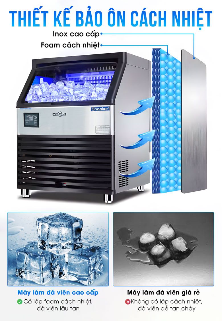 Thiết kế bảo ôn cách nhiệt giúp đá viên lâu tan hơn