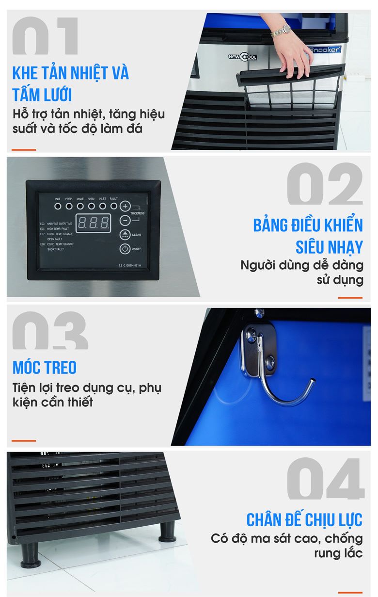Một số chi tiết khác của máy làm đá viên cao cấp