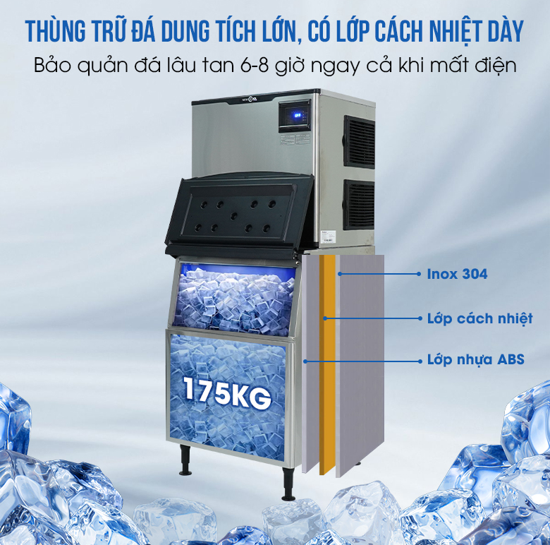 Thùng trữ đá dung tích lớn, thiết kế bảo ôn cách nhiệt giúp bảo quản đá lâu tan Thùng trữ đá dung tích lớn, thiết kế bảo ôn cách nhiệt giúp bảo quản đá lâu tan