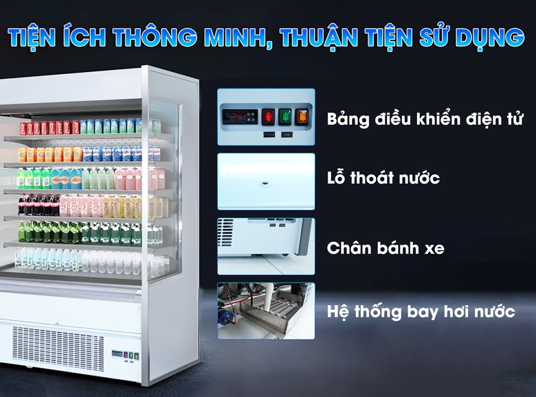 Các chi tiết khác của tủ mát trưng bày siêu thị SLG-1250FPX Các chi tiết khác của tủ mát trưng bày siêu thị SLG-1250FPX