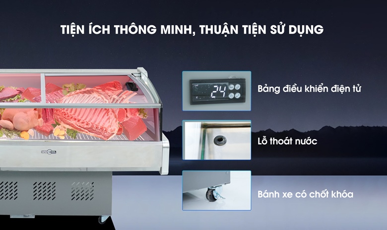 Các chi tiết khác của tủ mát trưng bày thịt cá DLCD-1.5PF-B Các chi tiết khác của tủ mát trưng bày thịt cá DLCD-1.5PF-B