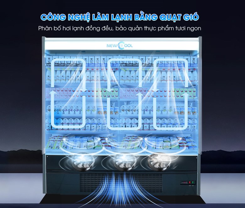 Quạt gió thổi hơi lạnh đến mọi vị trí trong khoang tủ, bảo quản thực phẩm tươi ngon Quạt gió thổi hơi lạnh đến mọi vị trí trong khoang tủ, bảo quản thực phẩm tươi ngon