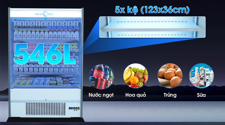 Khoang tủ rộng rãi, dung tích 546 lít Khoang tủ rộng rãi, dung tích 546 lít
