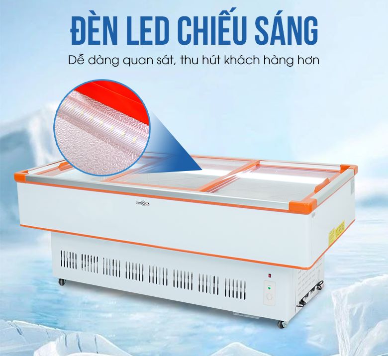 Đèn led chiếu sáng, giúp khách hàng dễ dàng quan sát