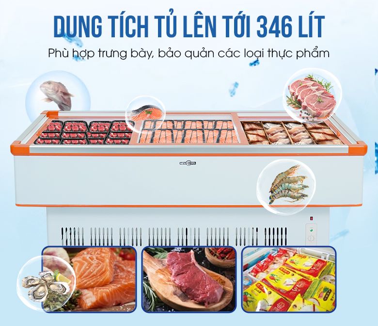 Dung tích tủ lên tới 346 lít