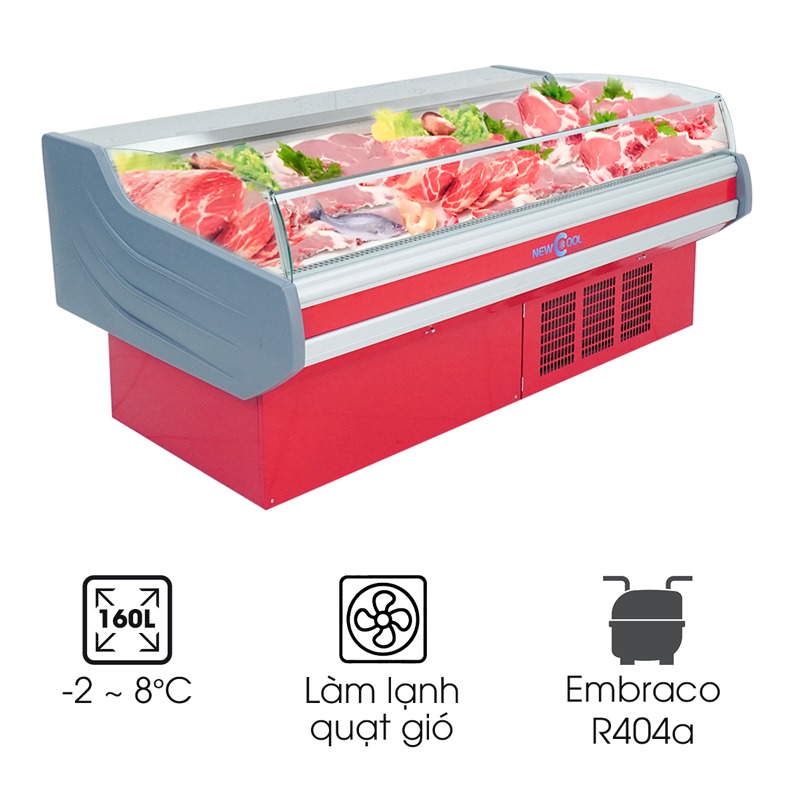 Tủ mát trưng bày thịt cá tươi SXG-2000F (không cửa)